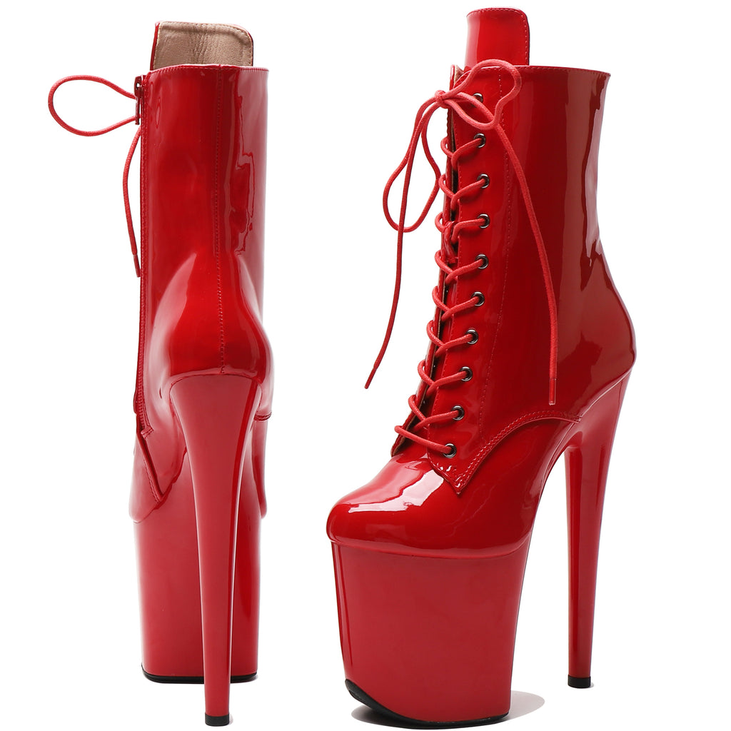 WUXIN H&P 8 Inch Pole Dance Boots | Lace-Up Ankle Boot | Black Burlesque, Black Paint, Black, Nude & Red | US Size 5-14