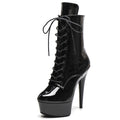 WUXIN H&P 6 Inch Platform Pole Dance Ankle Boots | Lace-Up | Black & Red | US Size 5-13