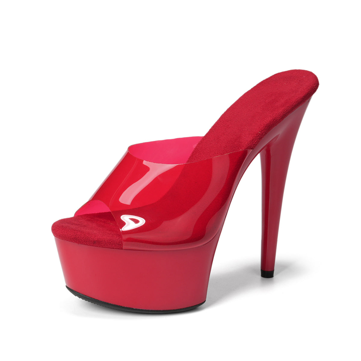 WUXIN H&P 6 Inch Platform Exotic Dance Slide Heels | Peep Toe | Black, Pink, Red & White | US Size 5-14
