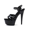 WUXIN H&P 6 Inch Platform Strappy Sandals | Cross Strap | Black & Red | US Size 5-14