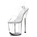 WUXIN H&P 8 Inch Clear Platform Sandals | Ankle Strap | Clear & Black | US Size 5-14