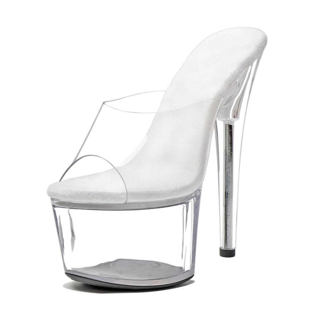 WUXIN H&P 7 Inch Clear Platform Slide Heels | Black, Red & Clear | US Size 5-14