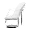 WUXIN H&P 7 Inch Clear Platform Slide Heels | Black, Red & Clear | US Size 5-14