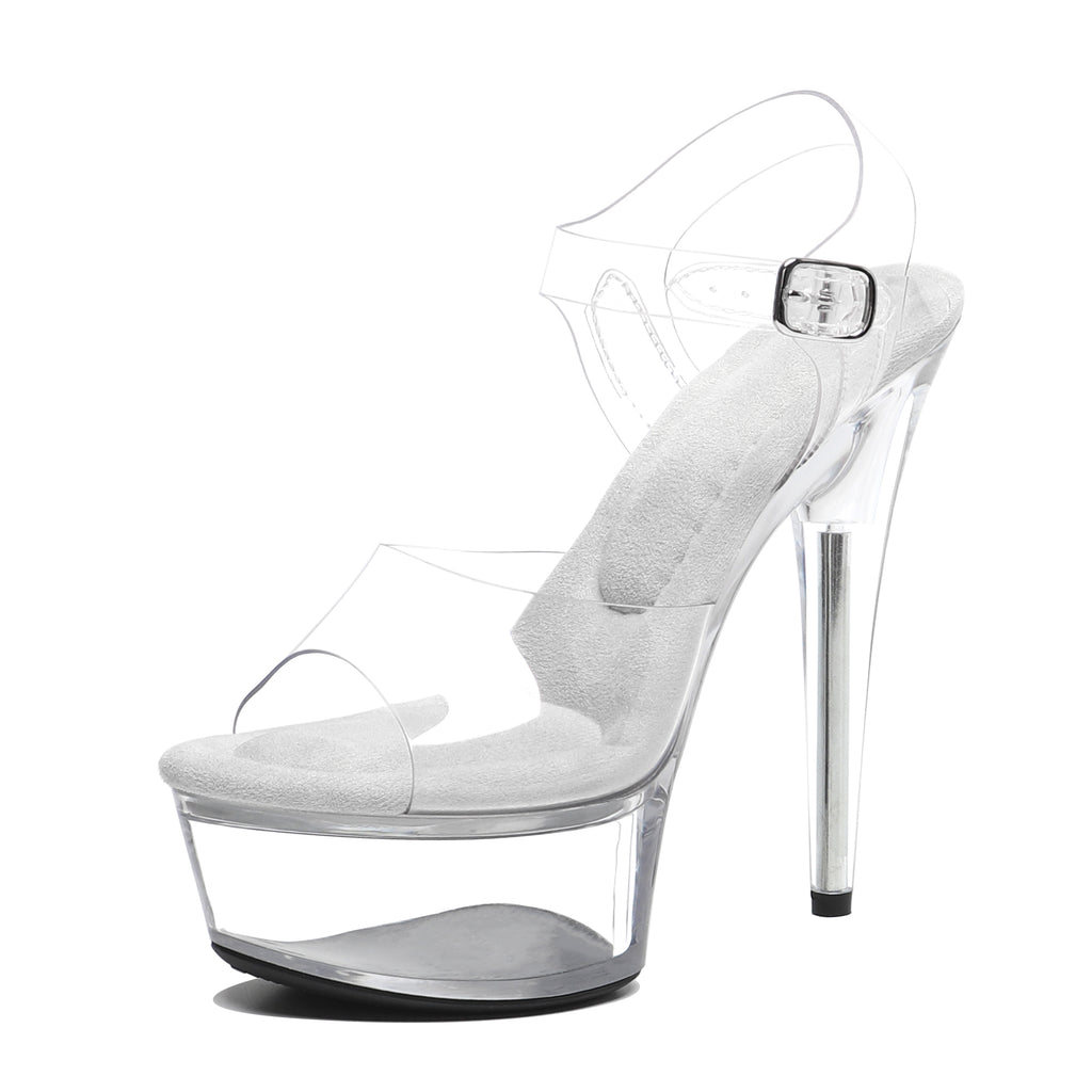 WUXIN H&P 6 Inch Clear Platform Sandals | Black, Red, Clear & White | US Size 5-14