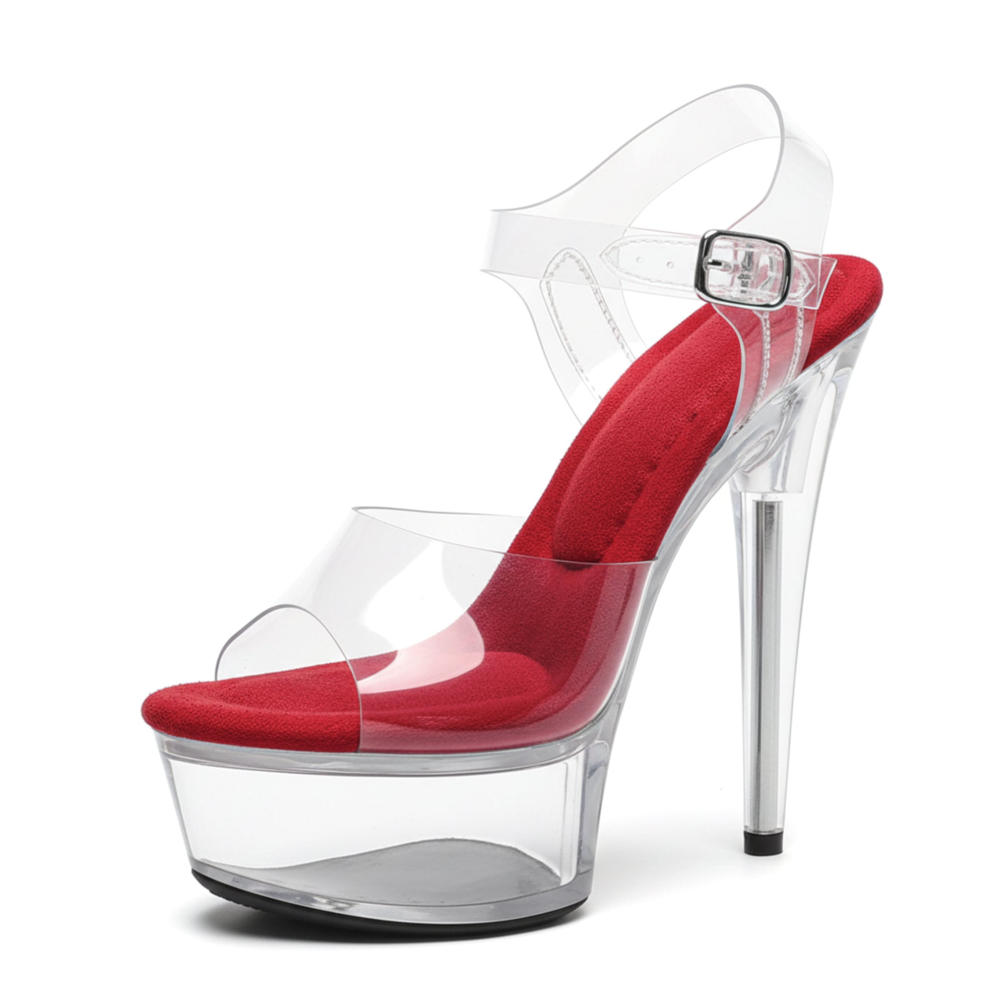 WUXIN H&P 6 Inch Clear Platform Sandals | Black, Red, Clear & White | US Size 5-14