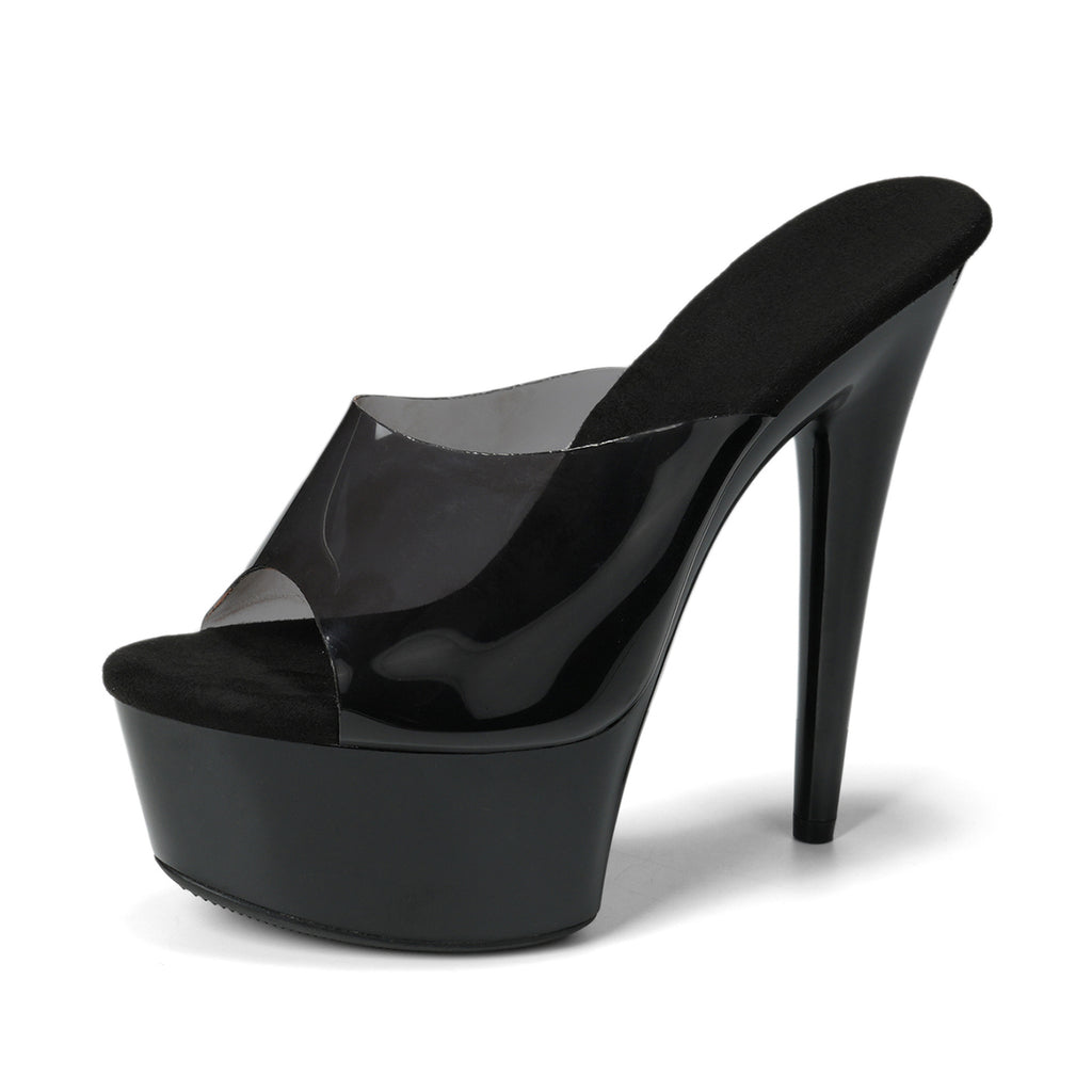 WUXIN H&P 6 Inch Platform Exotic Dance Slide Heels | Peep Toe | Black, Pink, Red & White | US Size 5-14