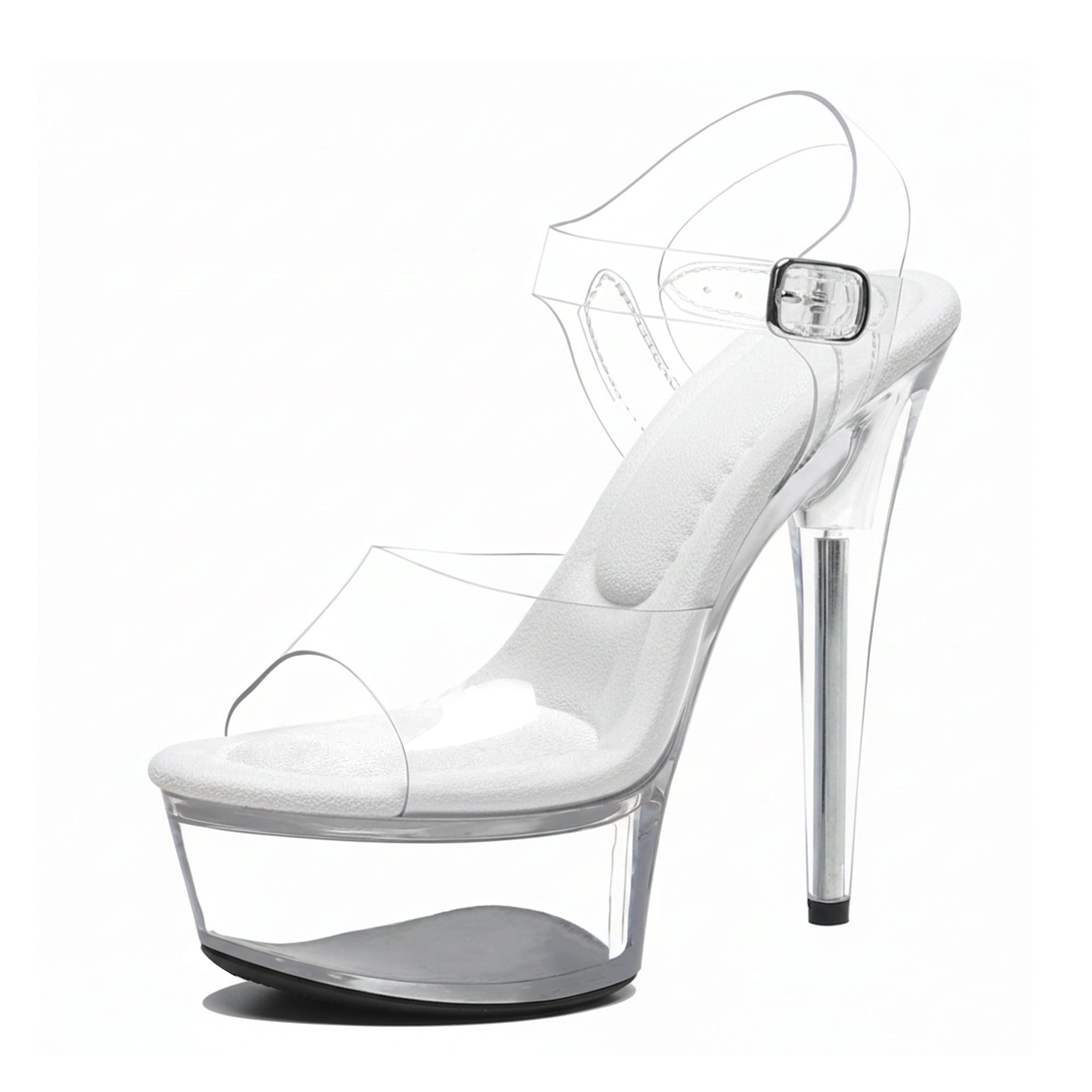 WUXIN H&P 6 Inch Clear Platform Sandals | Black, Red, Clear & White | US Size 5-14