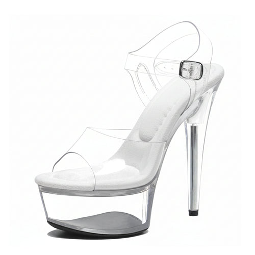 WUXIN H&P 6 Inch Clear Platform Sandals | Black, Red, Clear & White | US Size 5-14