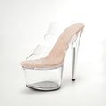 WUXIN H&P 7 Inch Clear Platform Slide Heels | Double Strap | Black, Red, Clear & White | US Size 5-14