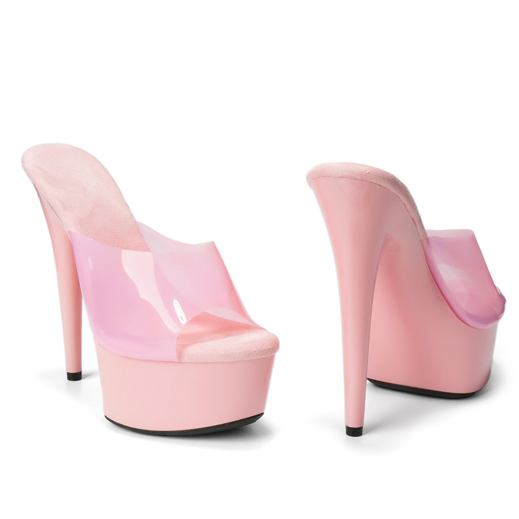 WUXIN H&P 6 Inch Platform Exotic Dance Slide Heels | Peep Toe | Black, Pink, Red & White | US Size 5-14