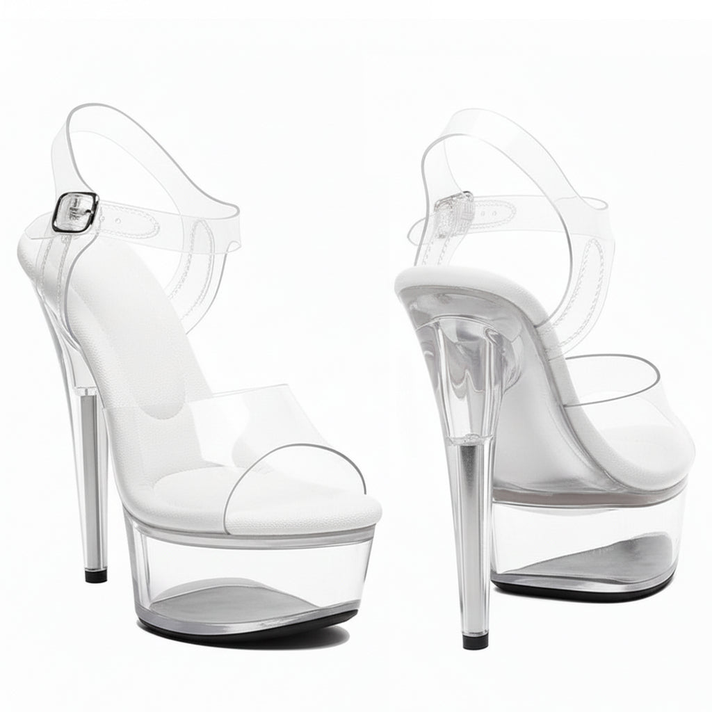 WUXIN H&P 6 Inch Clear Platform Sandals | Black, Red, Clear & White | US Size 5-14