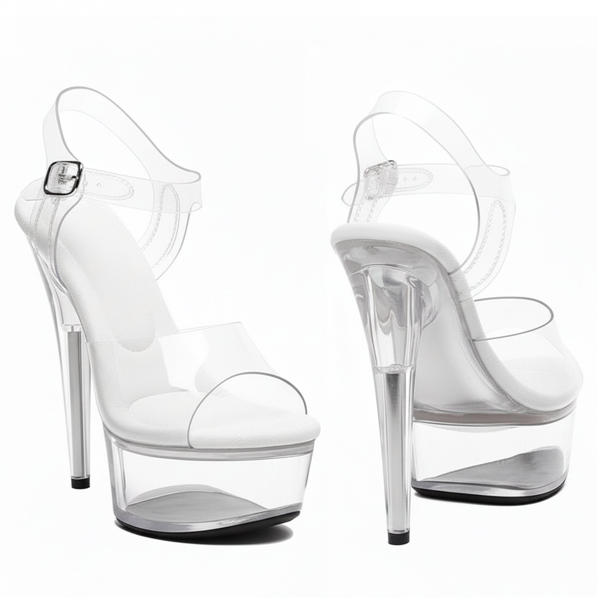 WUXIN H&P 6 Inch Clear Platform Sandals | Black, Red, Clear & White | US Size 5-14