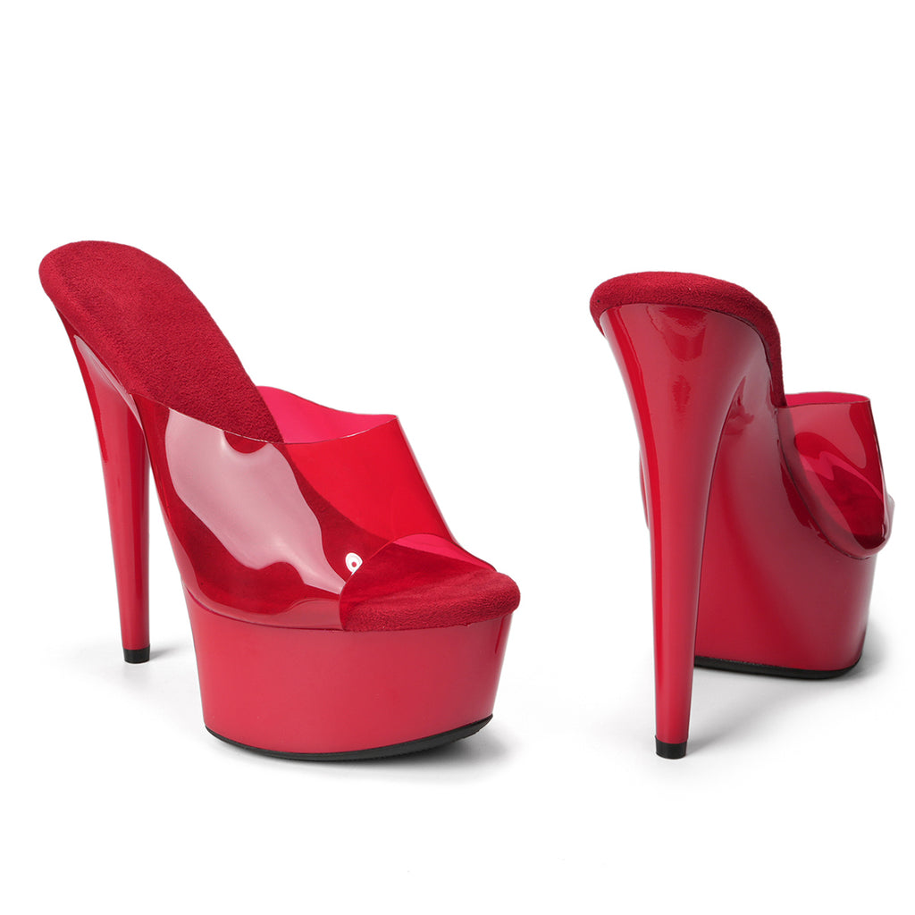 WUXIN H&P 6 Inch Platform Exotic Dance Slide Heels | Peep Toe | Black, Pink, Red & White | US Size 5-14