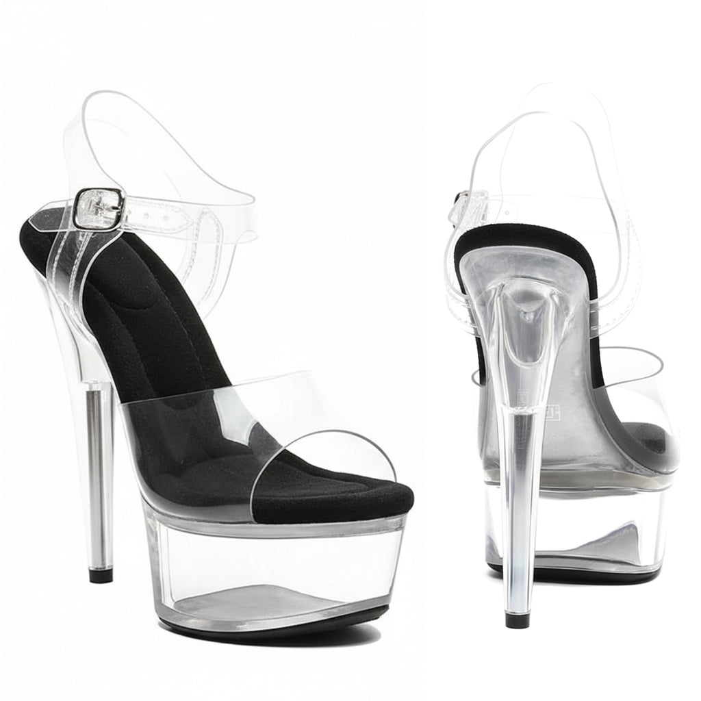 WUXIN H&P 6 Inch Clear Platform Sandals | Black, Red, Clear & White | US Size 5-14