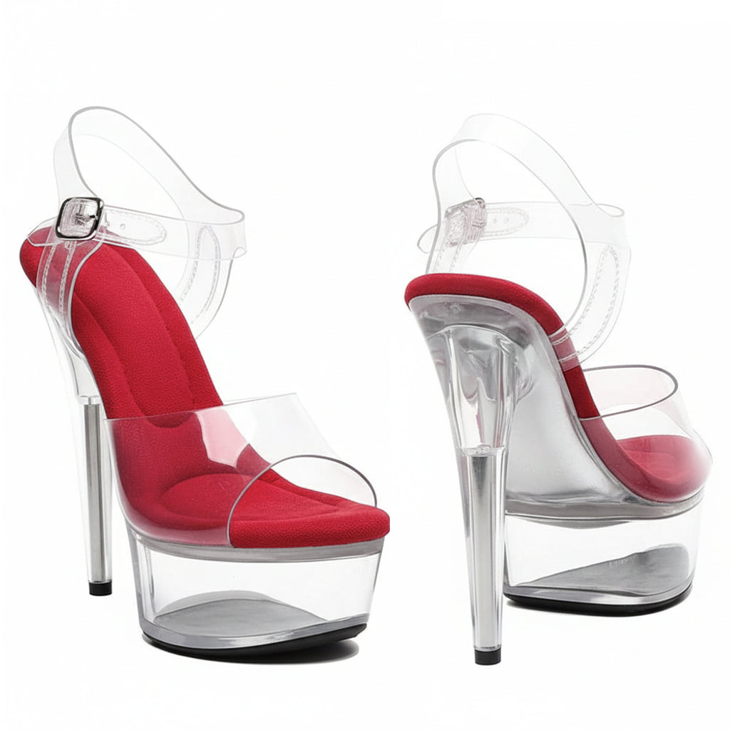 WUXIN H&P 6 Inch Clear Platform Sandals | Black, Red, Clear & White | US Size 5-14