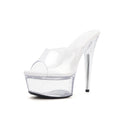 WUXIN H&P 6 Inch Clear Stiletto Slide Heels | Peep Toe | Red, Clear & Black | US Size 5-13