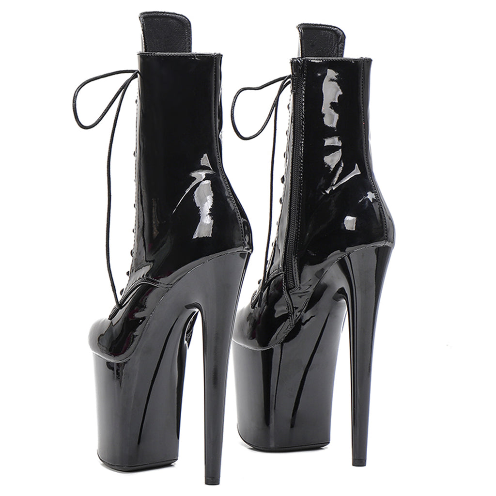 WUXIN H&P 8 Inch Pole Dance Boots | Lace-Up Ankle Boot | Black Burlesque, Black Paint, Black, Nude & Red | US Size 5-14