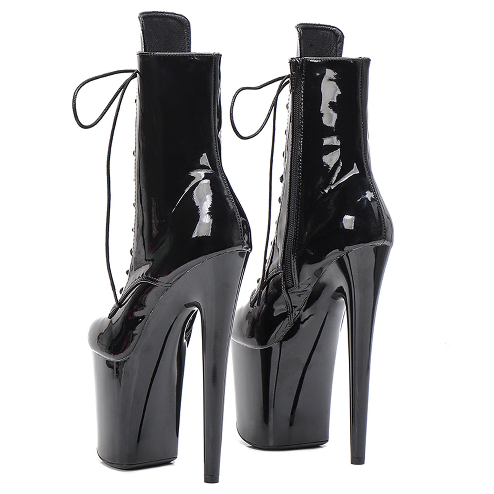WUXIN H&P 8 Inch Pole Dance Boots | Lace-Up Ankle Boot | Black Burlesque, Black Paint, Black, Nude & Red | US Size 5-14
