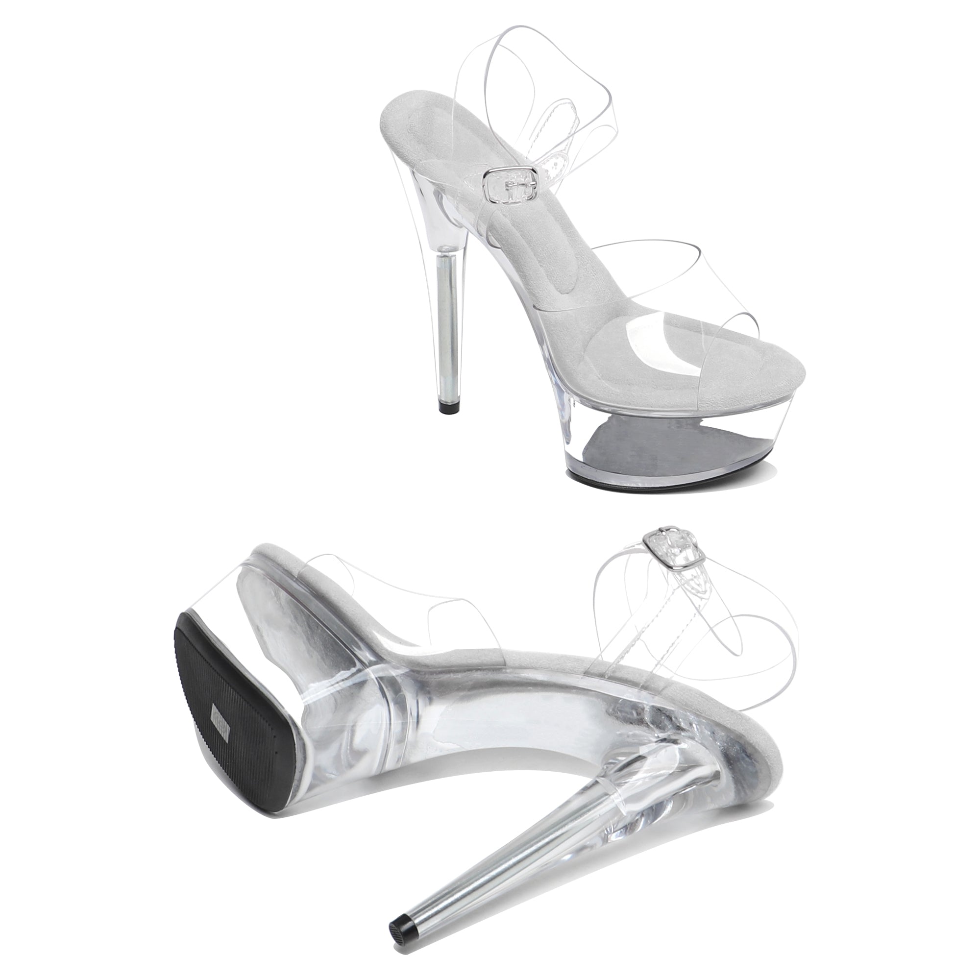 WUXIN H&P 6 Inch Clear Platform Sandals | Black, Red, Clear & White | US Size 5-14
