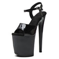 WUXIN H&P 8 Inch Platform Exotic Dance Sandals | Patent Leather | Black & Red | US Size 5-13