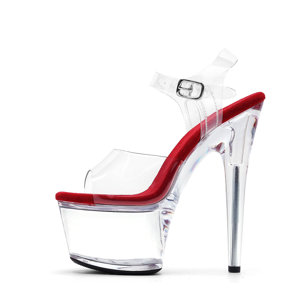 WUXIN H&P 7-inch Transparent Platform High Heels, Exotic Dance High Heels | 5 Colors | US Sizes 5-14