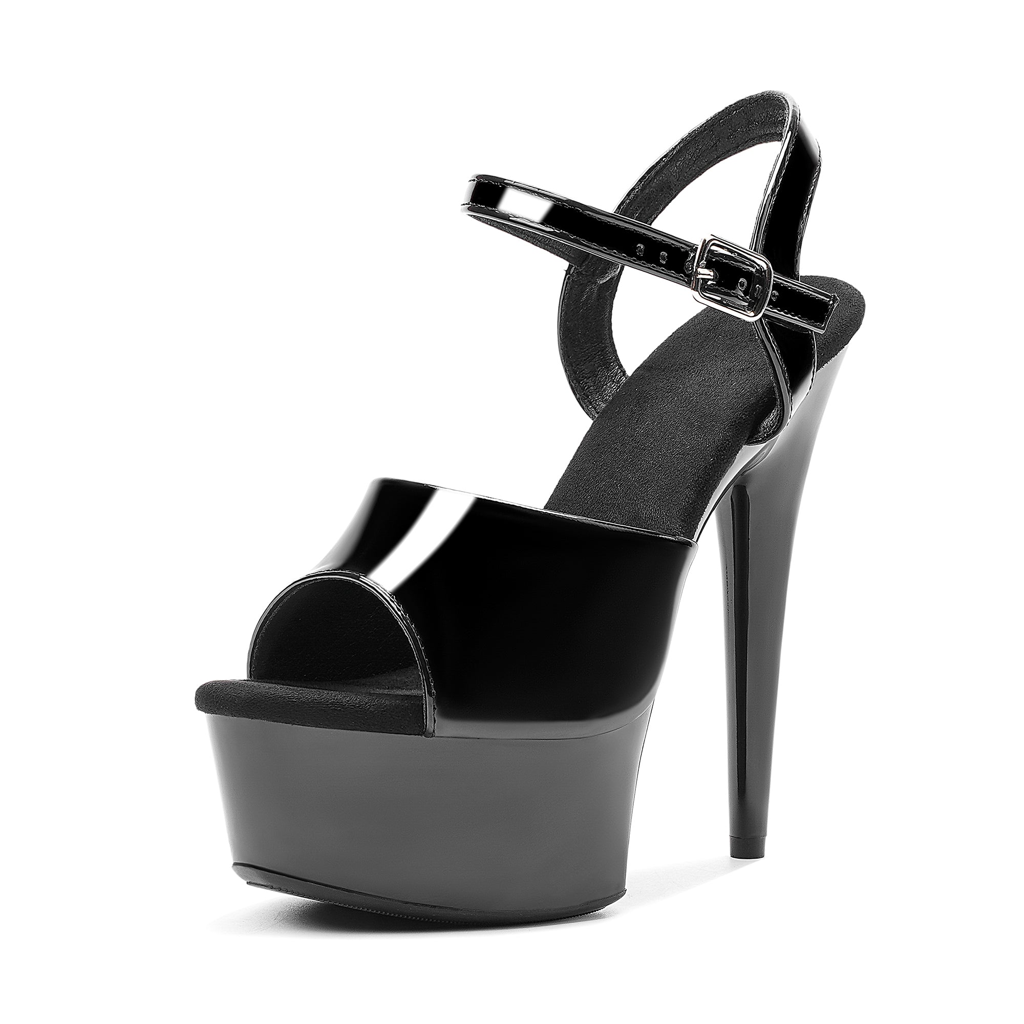 WUXIN H&P 6 Inch Platform Pole Dance Sandals | Patent Leather | All Black, Black & Red | US Size 5-13