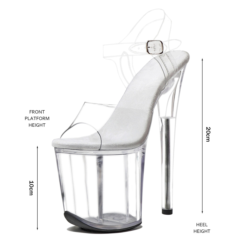 WUXIN H&P 8 Inch Clear Platform Pole Dance Heels – Custom Transparent Exotic Sandals